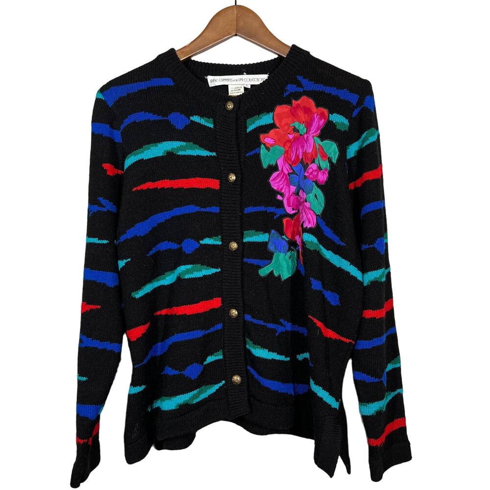 Vintage Anne Crimmins for Umi Collections Sweater Cardigan Black - L